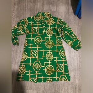 NWOT Jude Connally Green and Orange Bamboo Print Dress S